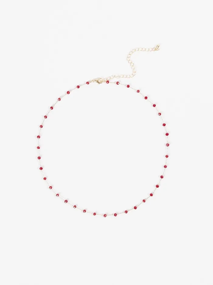 Women Dainty Beaded Choker Necklace Burgundy Altar039d State Jewelry