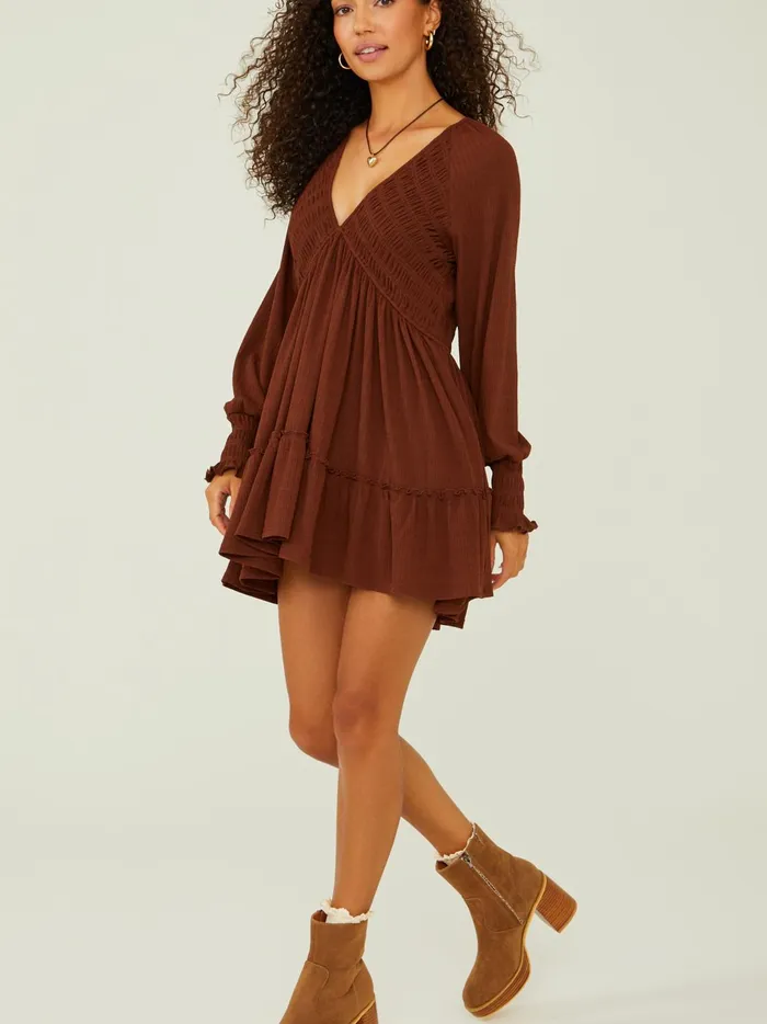 Women Dana Smocked Dress Brown Altar039d State Casual