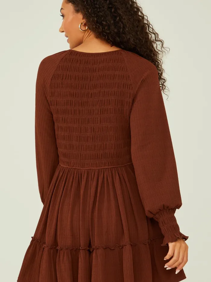 Women Dana Smocked Dress Brown Altar039d State Casual