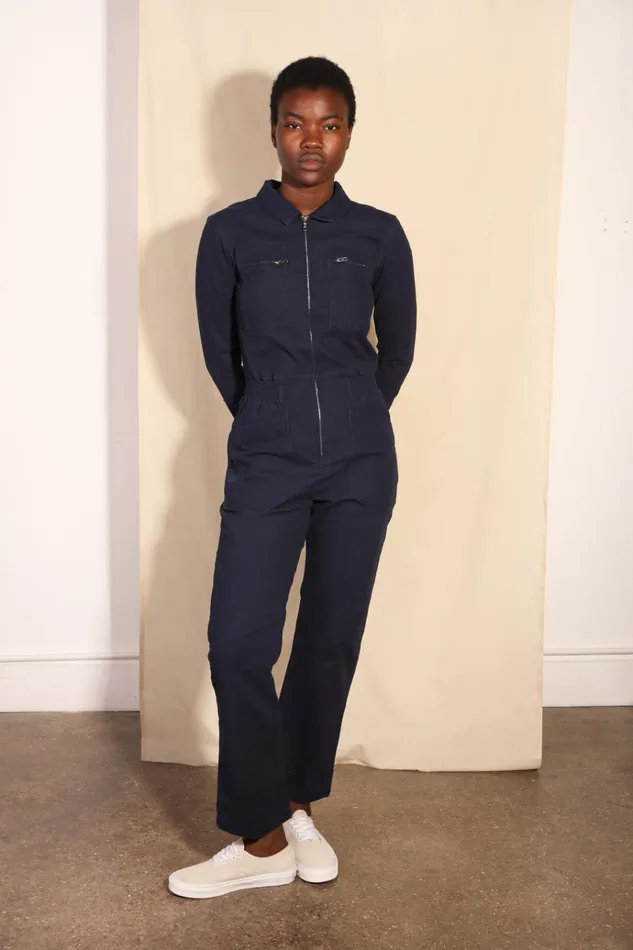 Women Danny Stretch Canvas Boilersuit Navy LF Markey One Pieces