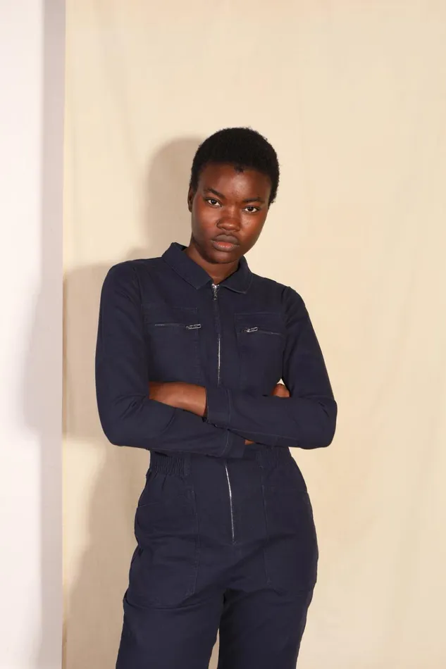 Women Danny Stretch Canvas Boilersuit Navy LF Markey One Pieces