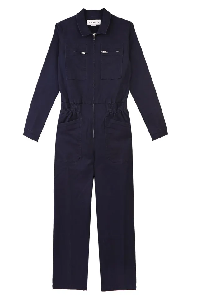 Women Danny Stretch Canvas Boilersuit Navy LF Markey One Pieces