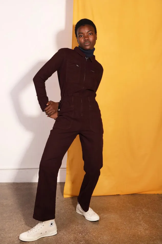 Women Danny Stretch Canvas Boilersuit Plum LF Markey One Pieces