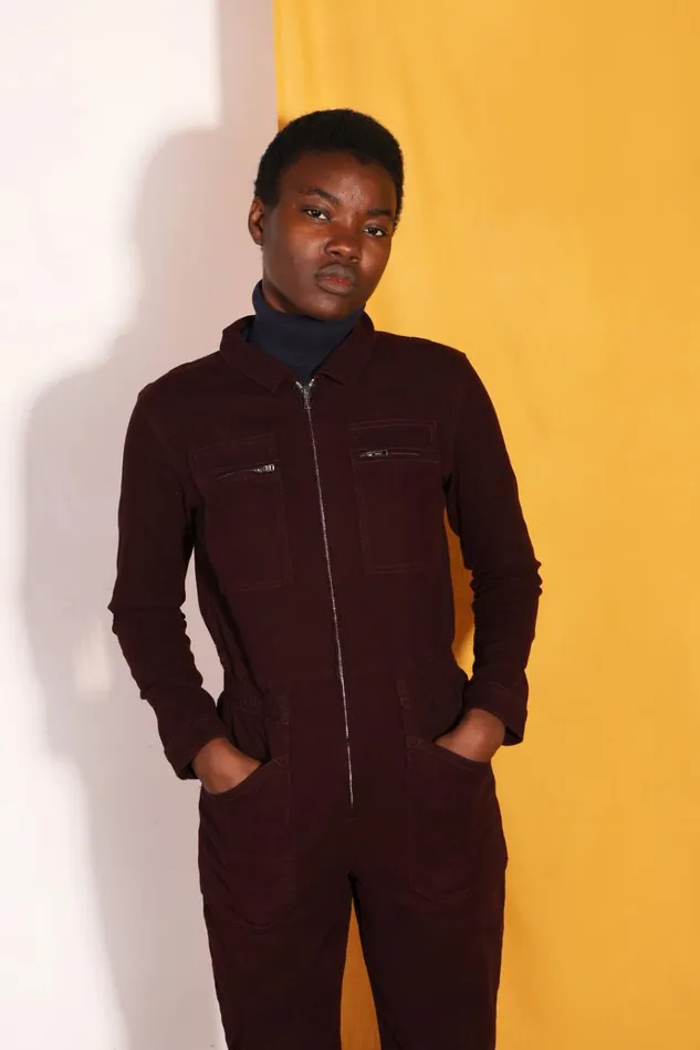 Women Danny Stretch Canvas Boilersuit Plum LF Markey One Pieces