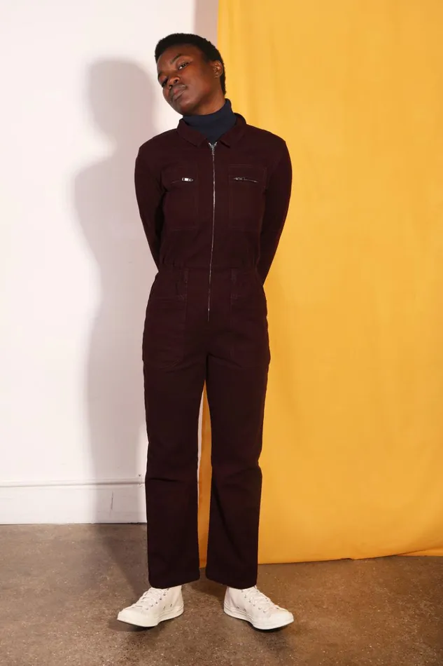 Women Danny Stretch Canvas Boilersuit Plum LF Markey One Pieces
