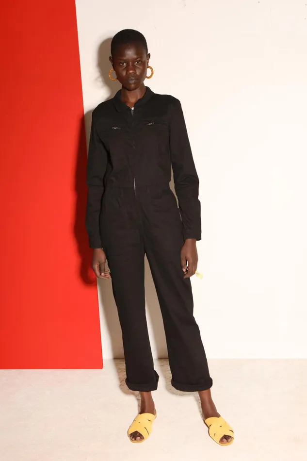 Women Danny Stretch Drill Boilersuit Black LF Markey One Pieces