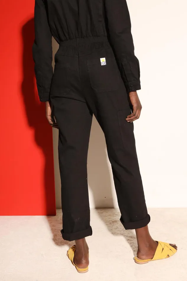 Women Danny Stretch Drill Boilersuit Black LF Markey One Pieces
