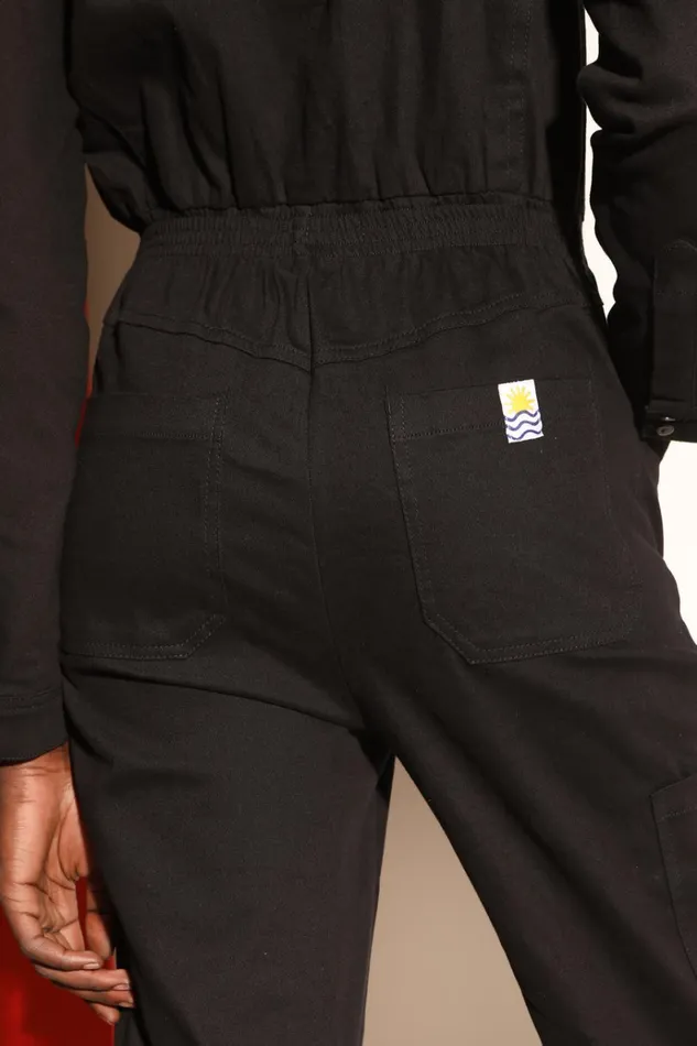 Women Danny Stretch Drill Boilersuit Black LF Markey One Pieces