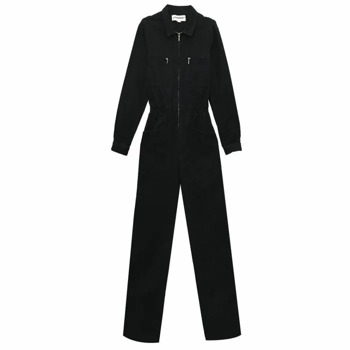 Women Danny Stretch Drill Boilersuit Black LF Markey One Pieces