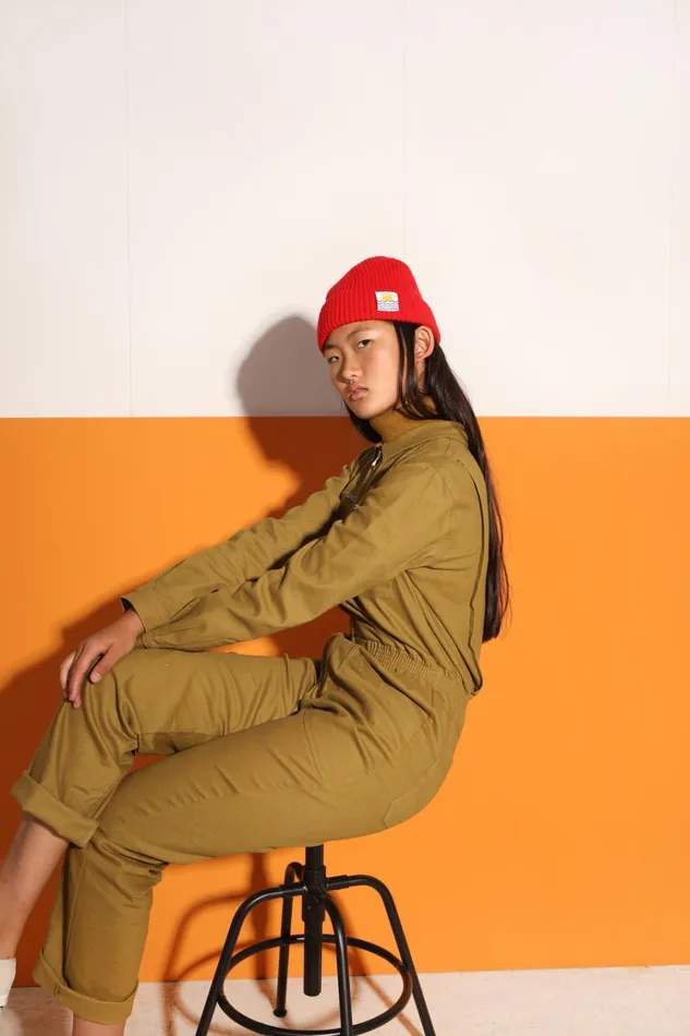 Women Danny Stretch Drill Boilersuit Chartreuse LF Markey One Pieces