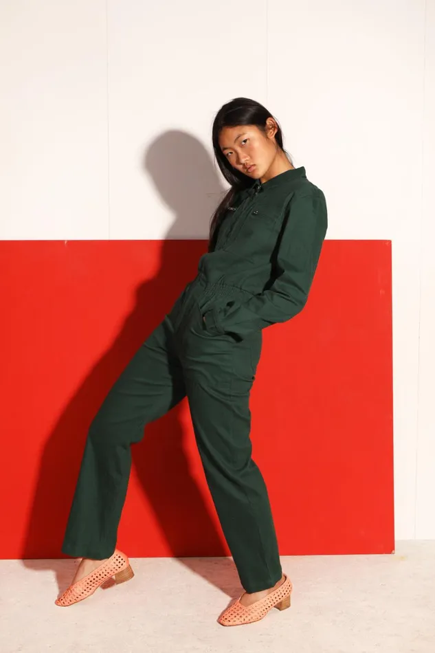 Women Danny Stretch Drill Boilersuit Forest Green LF Markey One Pieces