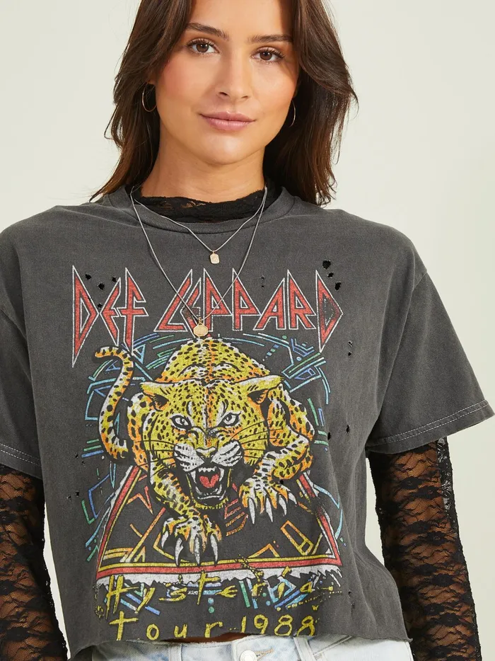 Women Def Leppard Crop Tee Washedblack Altar039d State Graphics