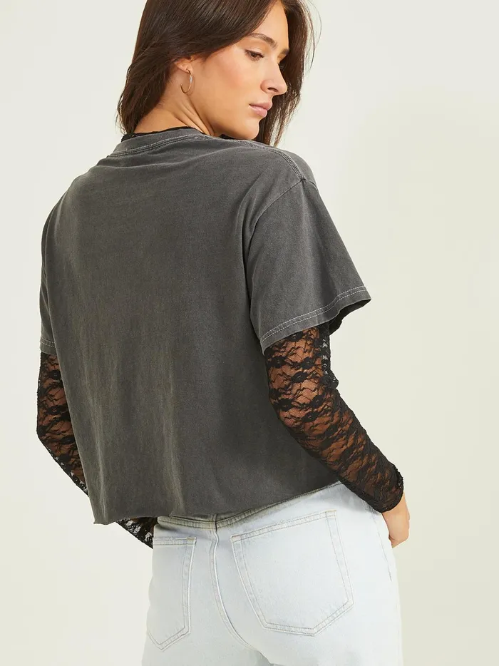Women Def Leppard Crop Tee Washedblack Altar039d State Graphics