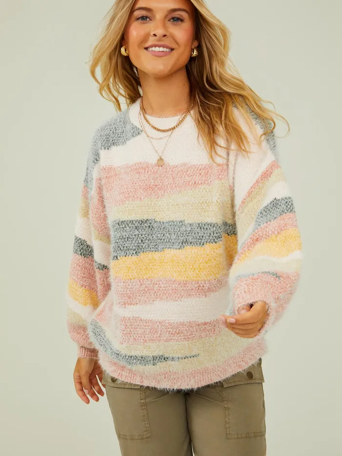 Women Elaine Striped Eyelash Sweater Claycombo Altar039d State Sweaters