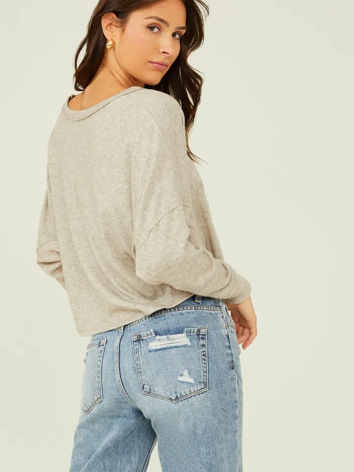 Women Eleanor Thermal Top Oatmeal Altar039d State Blouses