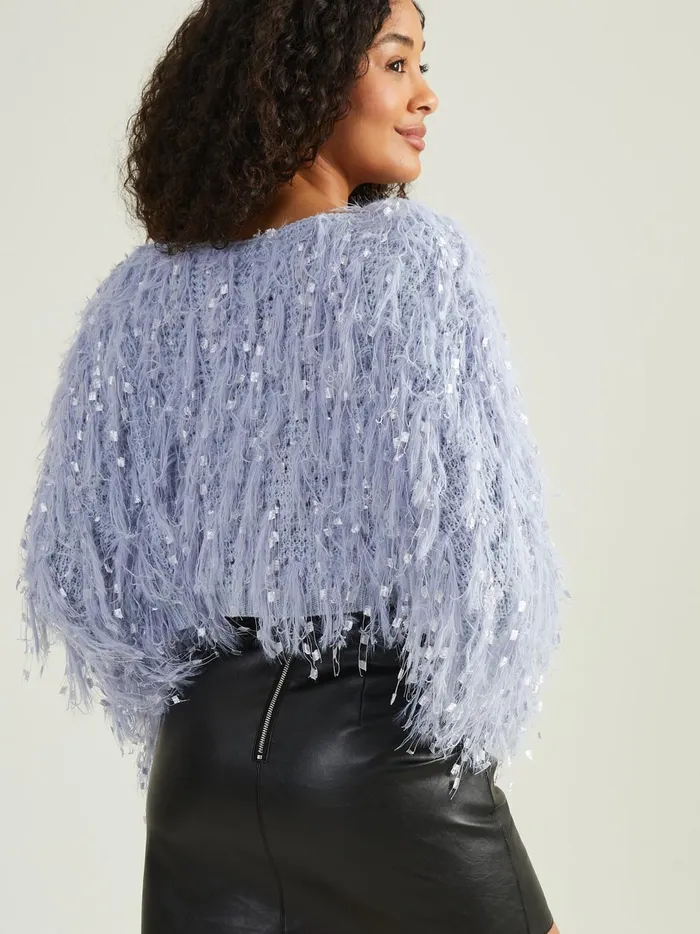 Women Emaline Cropped Shaggy Sweater Iceblue Altar039d State Cropped Sweaters