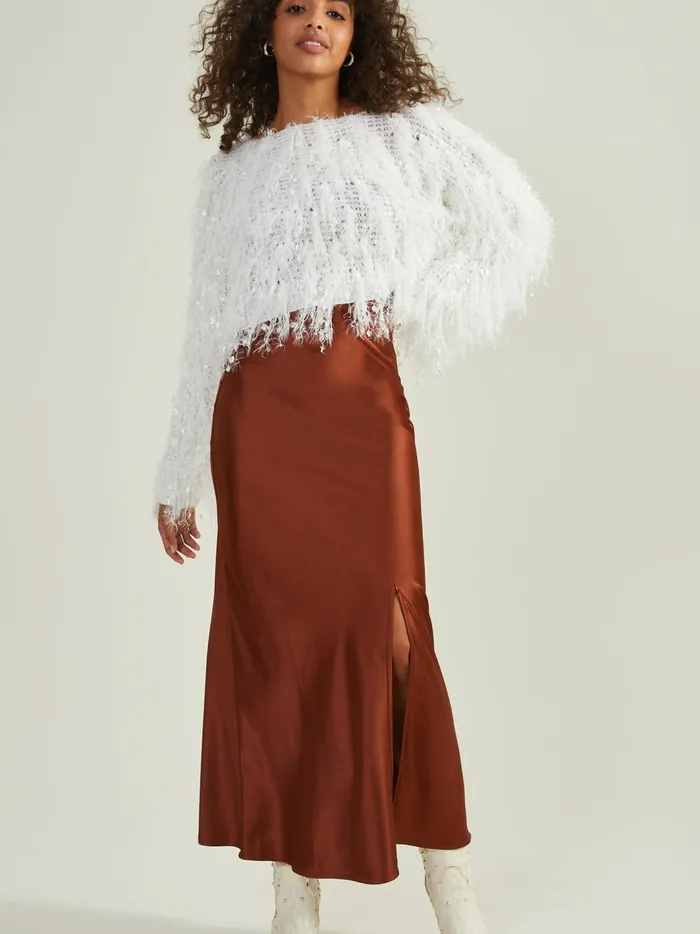 Women Emaline Cropped Shaggy Sweater Ivory Altar039d State Pullovers