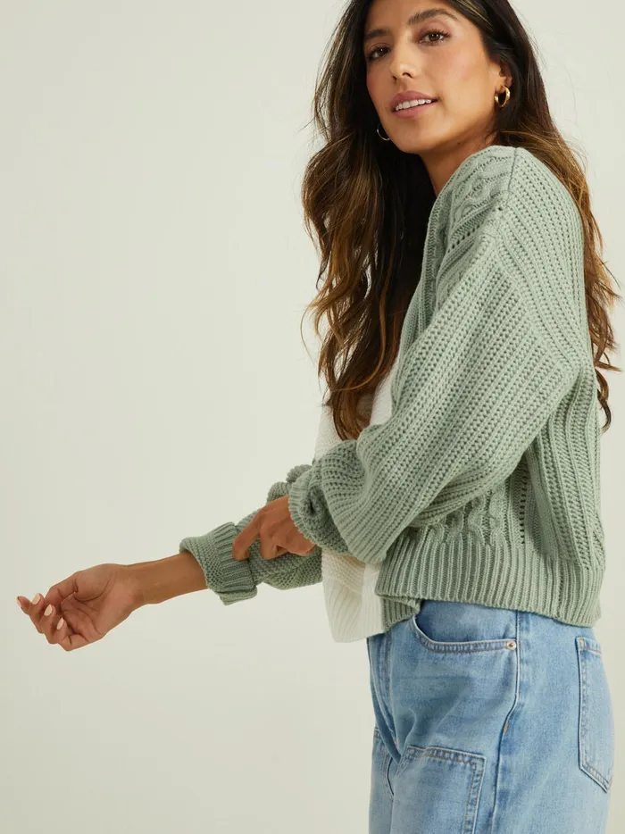 Women Erin Colorblock Sweater Sagewhite Altar039d State Sweaters