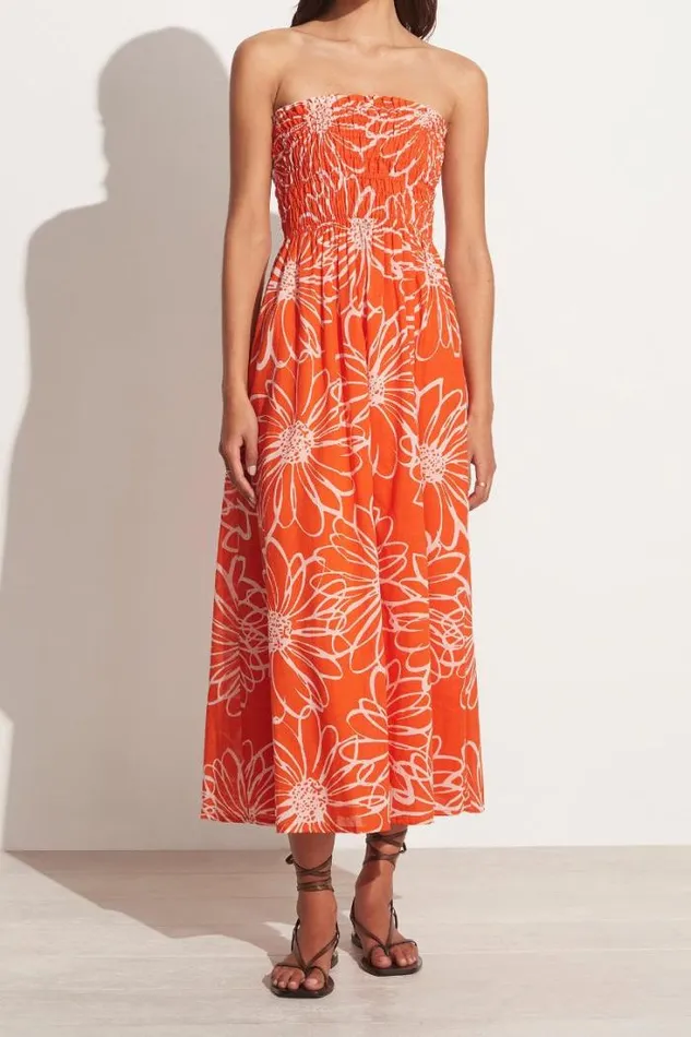 Women Faithfull The Brand Dresses Abbas Midi Dress La Sirena Floral Print Orange 8211 Final Sale Women Faithfull The Brand Dresses Abbas Midi Dress La Sirena Floral Print Orange 8211 Final Sale