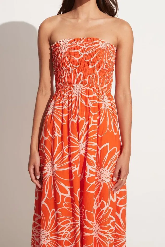 Women Faithfull The Brand Dresses Abbas Midi Dress La Sirena Floral Print Orange 8211 Final Sale