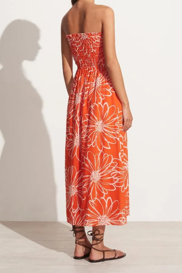 Women Faithfull The Brand Dresses Abbas Midi Dress La Sirena Floral Print Orange 8211 Final Sale