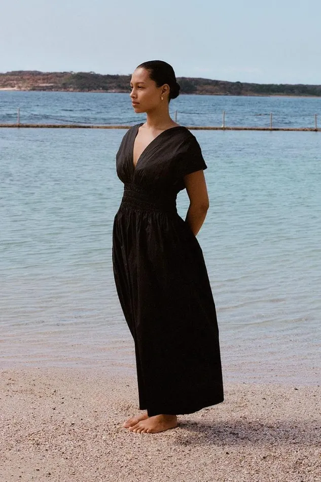 Women Faithfull The Brand Dresses Agnes Midi Dress Black Exclusive