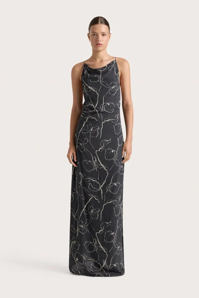 Women Faithfull The Brand Dresses Aurelie Maxi Dress Calla Charred Navy
