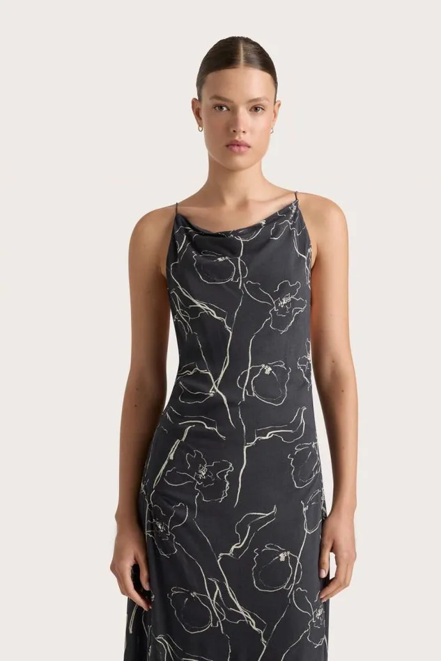 Women Faithfull The Brand Dresses Aurelie Maxi Dress Calla Charred Navy