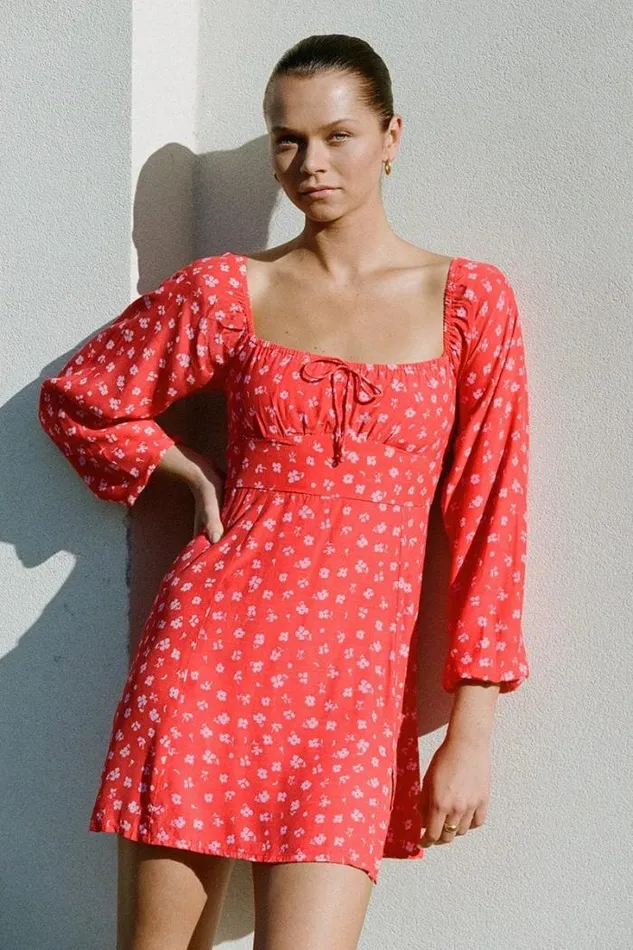 Women Faithfull The Brand Dresses Ballari Mini Dress Sunset Floral Print 8211 Final Sale