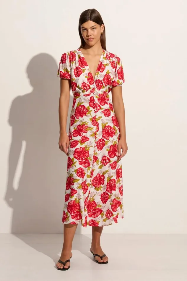 Women Faithfull The Brand Dresses Bellavista Midi Dress Isadora Floral Red