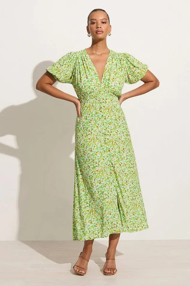 Women Faithfull The Brand Dresses Bellavista Midi Dress Lou Floral Print Green 8211 Final Sale Women Faithfull The Brand Dresses Bellavista Midi Dress Lou Floral Print Green 8211 Final Sale