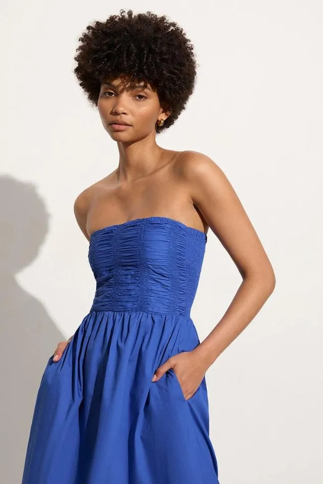 Women Faithfull The Brand Dresses Dominquez Midi Dress Glacial Blue