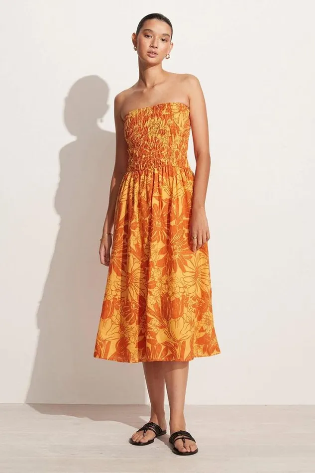 Women Faithfull The Brand Dresses Elmarie Midi Dress Zani Floral Print Burnt Orange 8211 Final Sale
