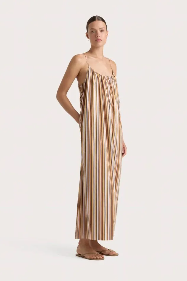Women Faithfull The Brand Dresses En Vau Maxi Dress Terracotta Stripe