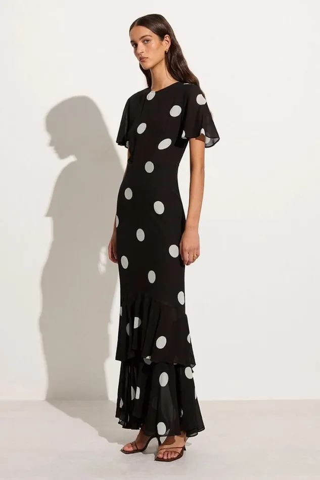 Women Faithfull The Brand Dresses Esperanza Maxi Dress Veia Polka Dot Chocolate