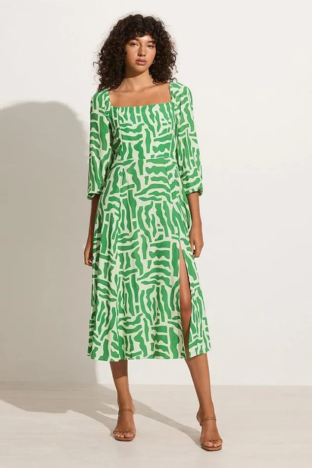 Women Faithfull The Brand Dresses La Vita Midi Dress Tulli Print Green Exclusive 8211 Final Sale Women Faithfull The Brand Dresses La Vita Midi Dress Tulli Print Green Exclusive 8211 Final Sale