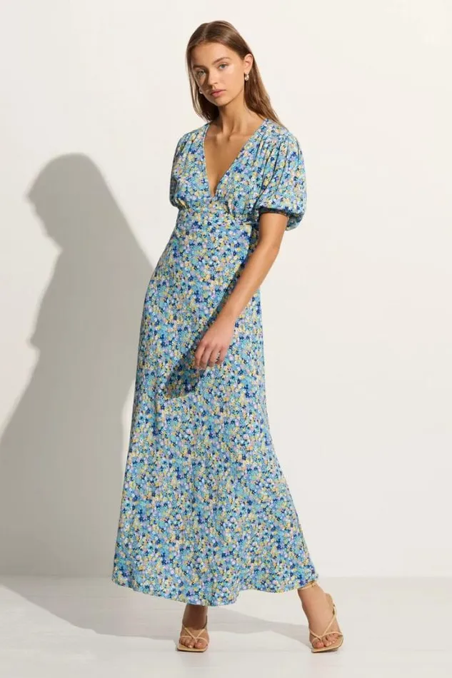 Women Faithfull The Brand Dresses Las Mayas Midi Dress Cala Nica Floral Blue Exclusive