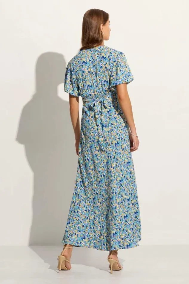 Women Faithfull The Brand Dresses Las Mayas Midi Dress Cala Nica Floral Blue Exclusive