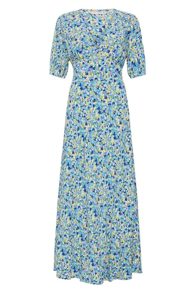 Women Faithfull The Brand Dresses Las Mayas Midi Dress Cala Nica Floral Blue Exclusive