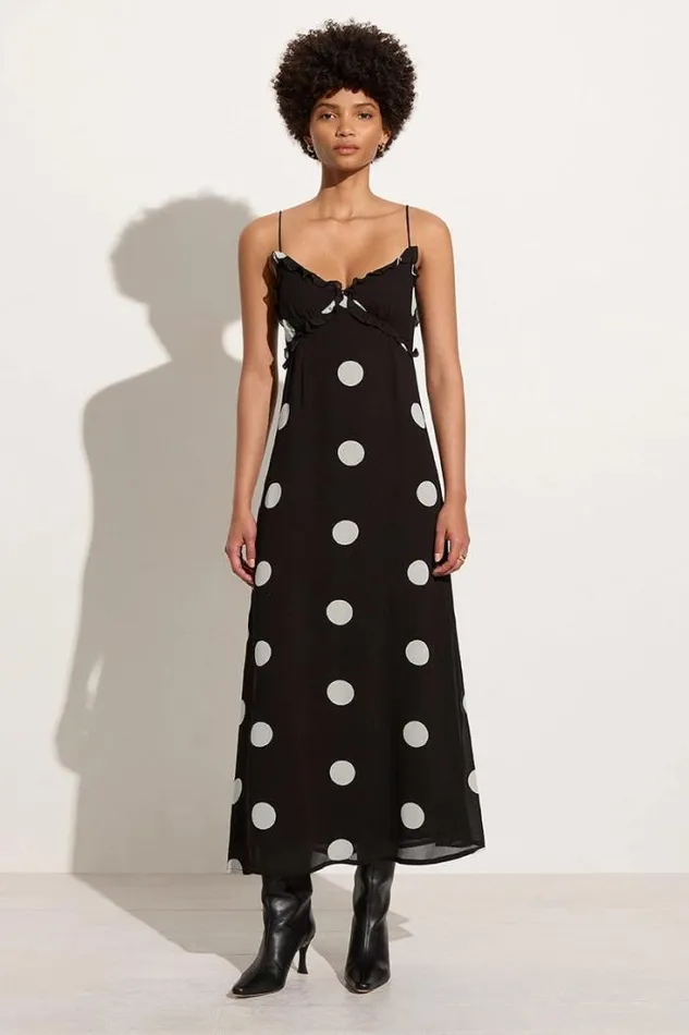 Women Faithfull The Brand Dresses Maye Midi Dress Veia Polka Dot Chocolate