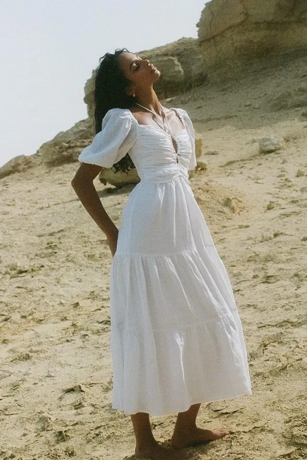 Women Faithfull The Brand Dresses Palacio Midi Dress White