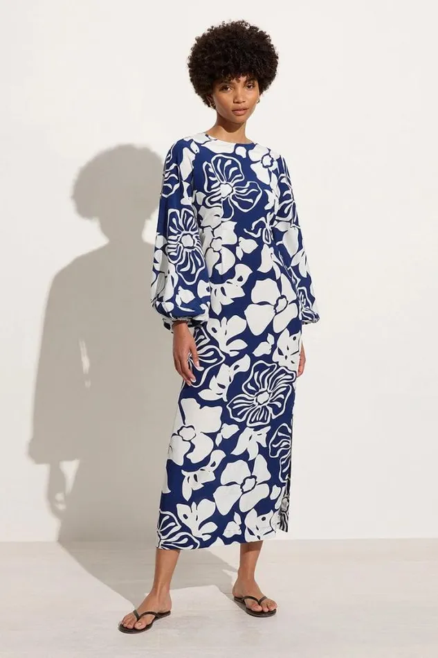 Women Faithfull The Brand Dresses Rosarito Midi Dress Mica Floral Navy
