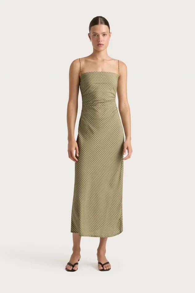 Women Faithfull The Brand Dresses Rosas Midi Dress Oliander Khaki