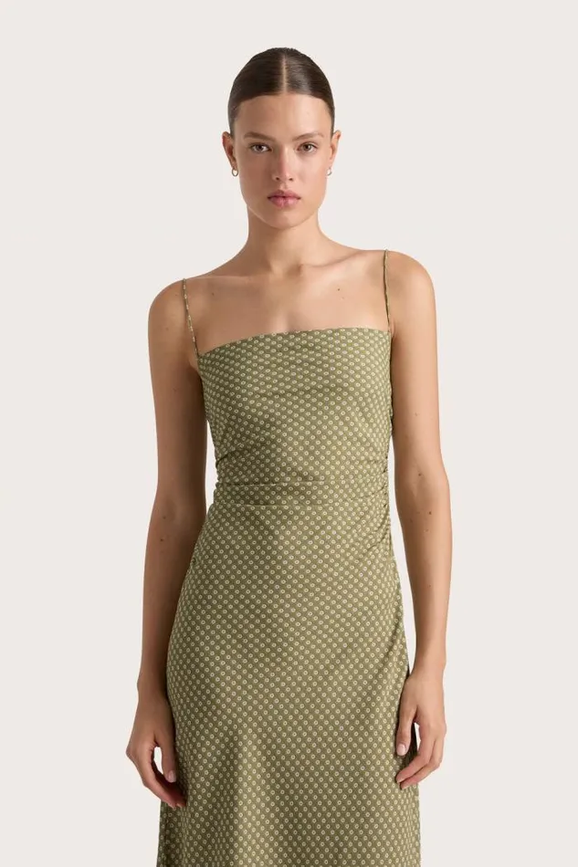 Women Faithfull The Brand Dresses Rosas Midi Dress Oliander Khaki