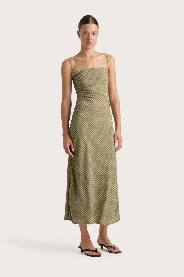 Women Faithfull The Brand Dresses Rosas Midi Dress Oliander Khaki