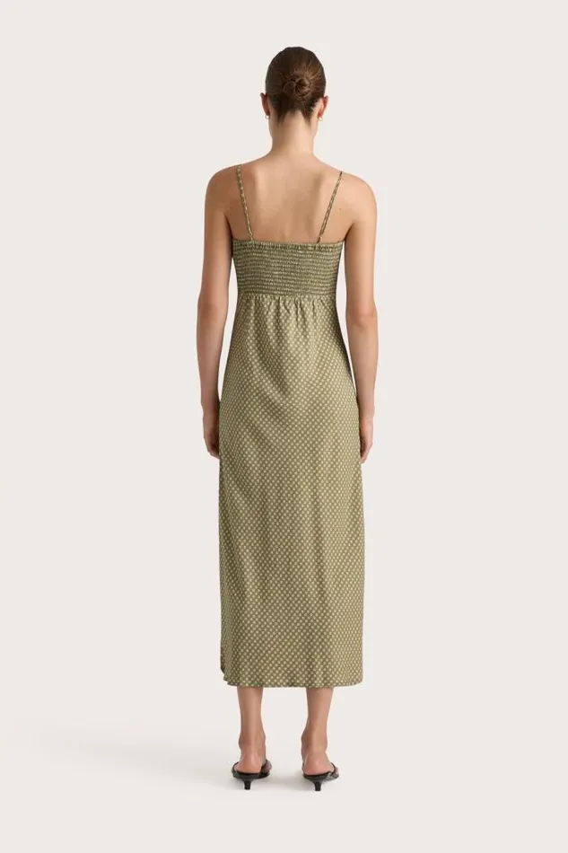 Women Faithfull The Brand Dresses Rosas Midi Dress Oliander Khaki