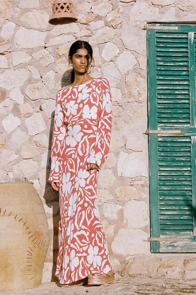 Women Faithfull The Brand Dresses Shiva Maxi Dress Pavito Floral Watermelon 8211 Final Sale