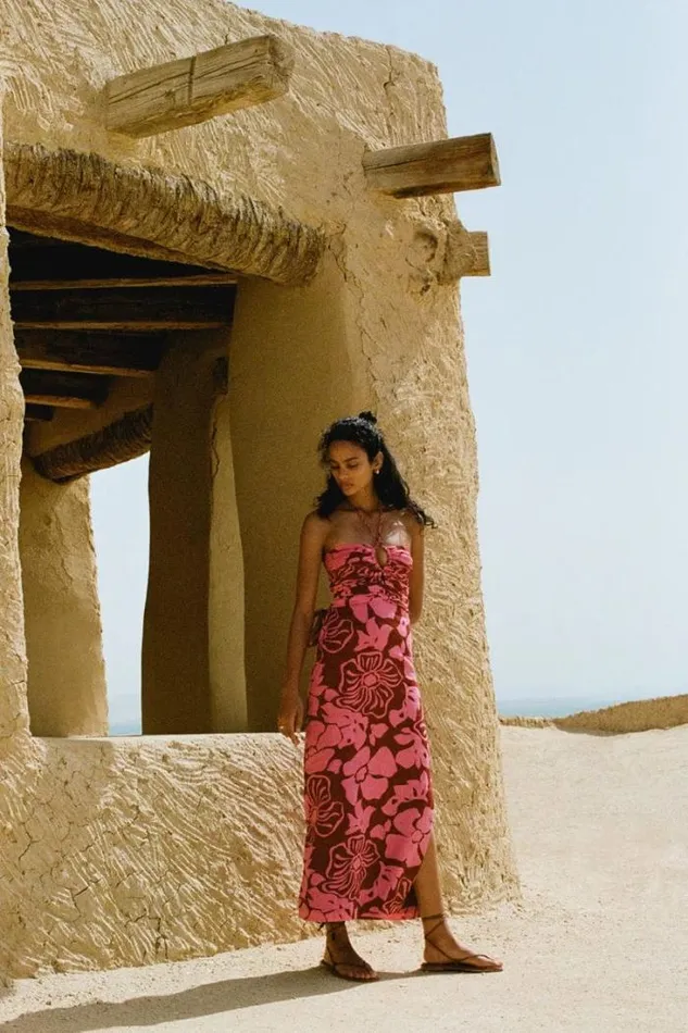 Women Faithfull The Brand Dresses Tortugas Midi Dress Mica Floral Pink