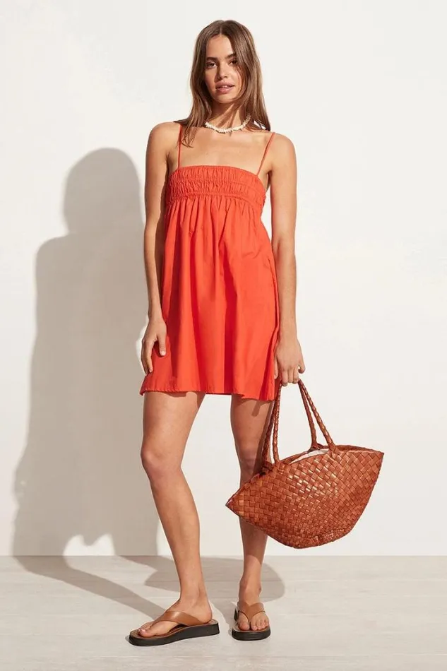 Women Faithfull The Brand Dresses Vairei Mini Dress Morange 8211 Final Sale