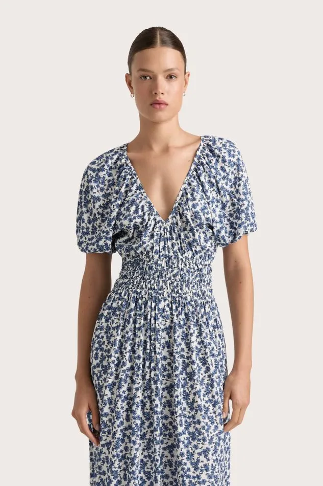 Women Faithfull The Brand Dresses Valras Midi Dress Leilani Mid Blue